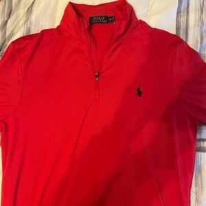 Ralph Lauren Polo Mens Medium 1/4 Zip Pullover in Red